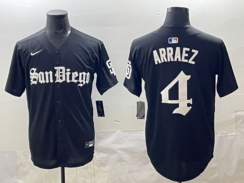 Men 2025 San Diego Padres #4 Arraez Black Five generations Joint Name Nike MLB Jersey style 1->detroit tigers->MLB Jersey